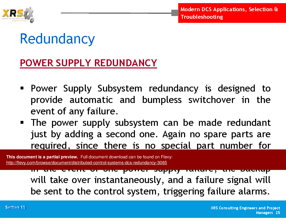 Distributed Control Systems (DCS) - Redundancy (28-slide PPT PowerPoint presentation (PPT)) Preview Image