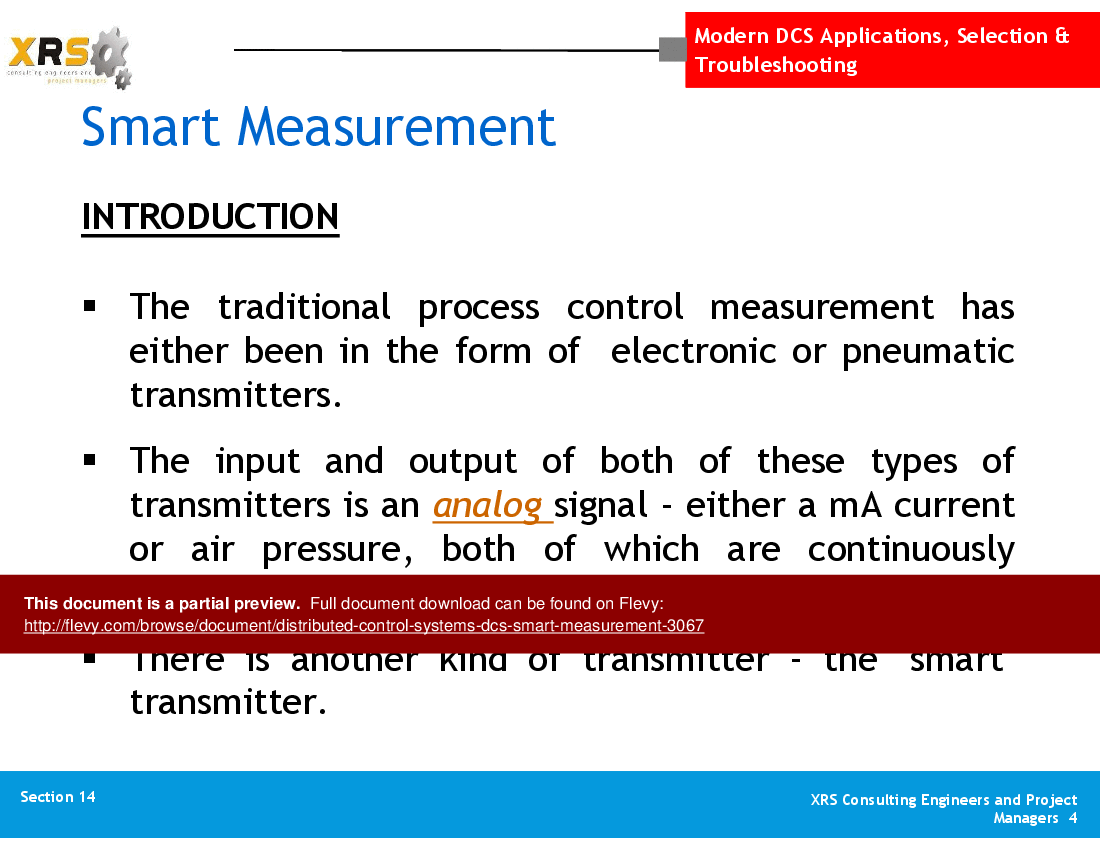 Distributed Control Systems (DCS) - Smart Measurement (48-slide PPT PowerPoint presentation (PPT)) Preview Image