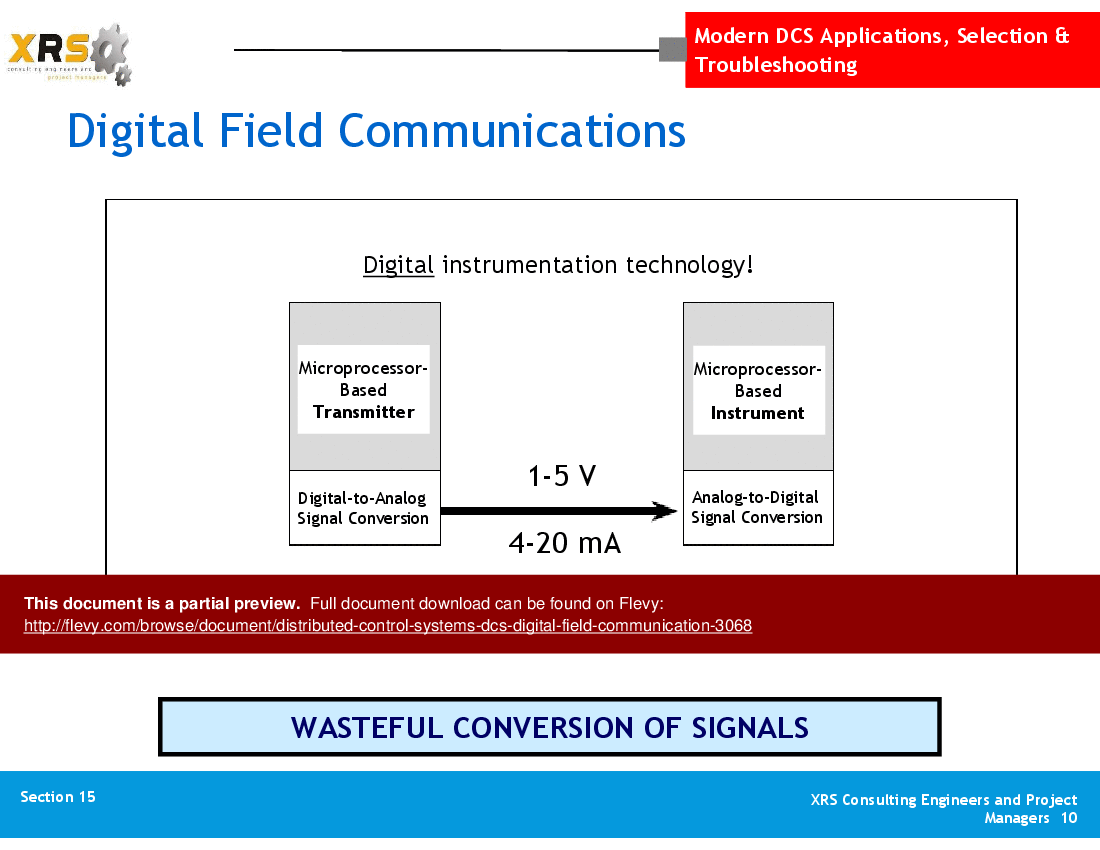 This is a partial preview of Distributed Control Systems (DCS) - Digital Field Communication (60-slide PowerPoint presentation (PPT)). Full document is 60 slides. 