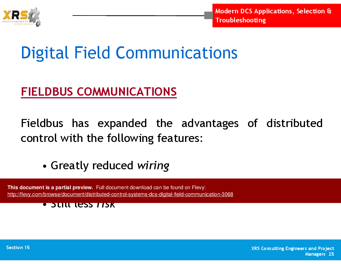 Distributed Control Systems (DCS) - Digital Field Communication (60-slide PPT PowerPoint presentation (PPT)) Preview Image