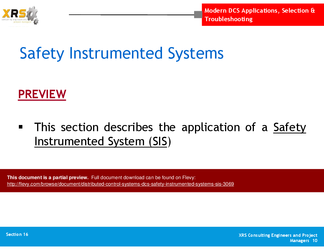 This is a partial preview of Distributed Control Systems (DCS) - Safety Instrumented Systems (SIS) (84-slide PowerPoint presentation (PPT)). Full document is 84 slides. 