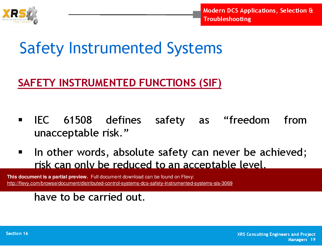 Distributed Control Systems (DCS) - Safety Instrumented Systems (SIS) (84-slide PPT PowerPoint presentation (PPT)) Preview Image