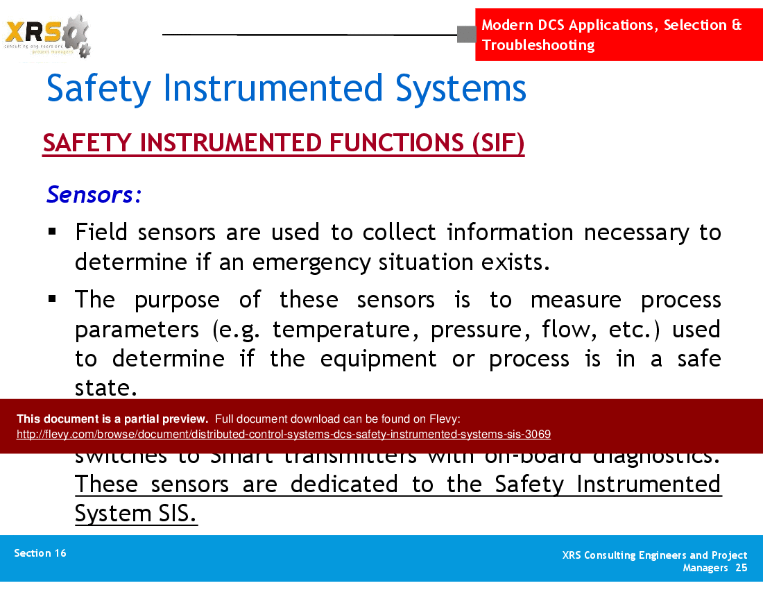 Distributed Control Systems (DCS) - Safety Instrumented Systems (SIS) (84-slide PPT PowerPoint presentation (PPT)) Preview Image
