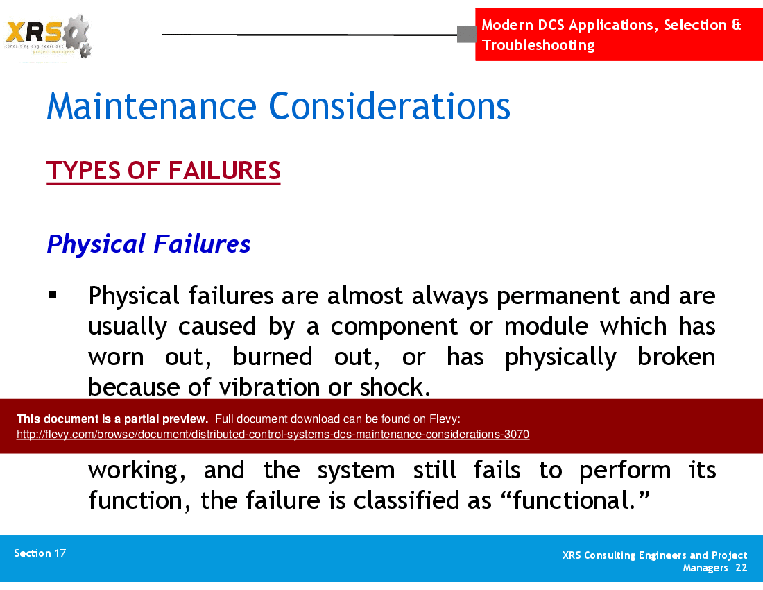 Distributed Control Systems (DCS) - Maintenance Considerations (52-slide PPT PowerPoint presentation (PPT)) Preview Image