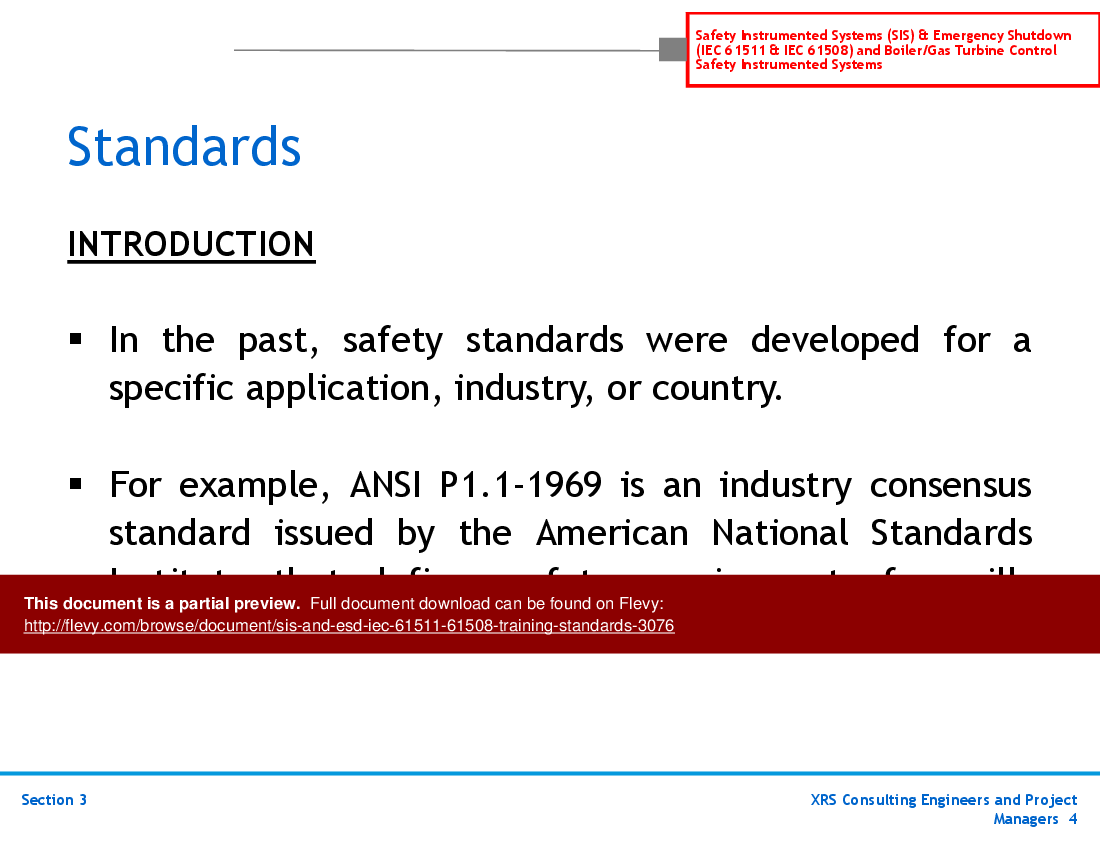This is a partial preview of SIS & ESD (IEC 61511, 61508) Training - Standards (30-slide PowerPoint presentation (PPT)). Full document is 30 slides. 