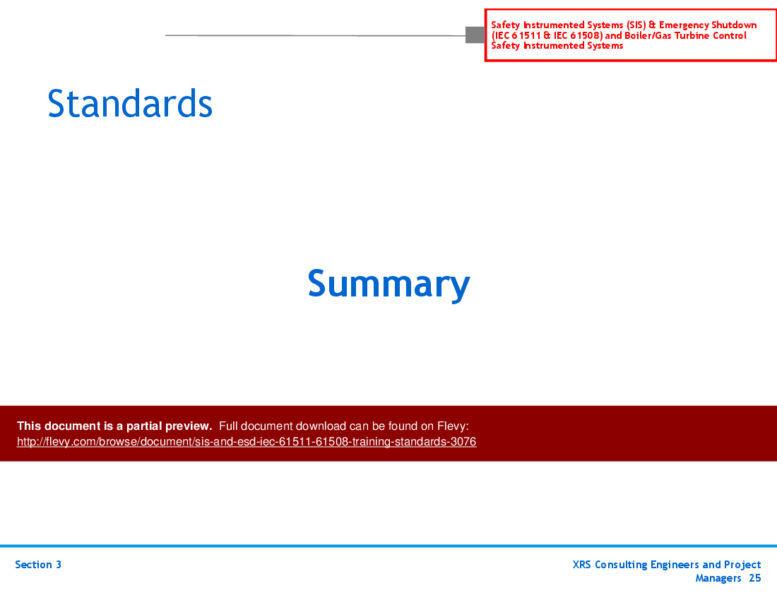SIS & ESD (IEC 61511, 61508) Training - Standards (30-slide PPT PowerPoint presentation (PPT)) Preview Image
