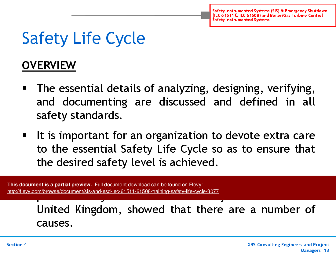 This is a partial preview of SIS & ESD (IEC 61511, 61508) Training - Safety Life Cycle (50-slide PowerPoint presentation (PPT)). Full document is 50 slides. 