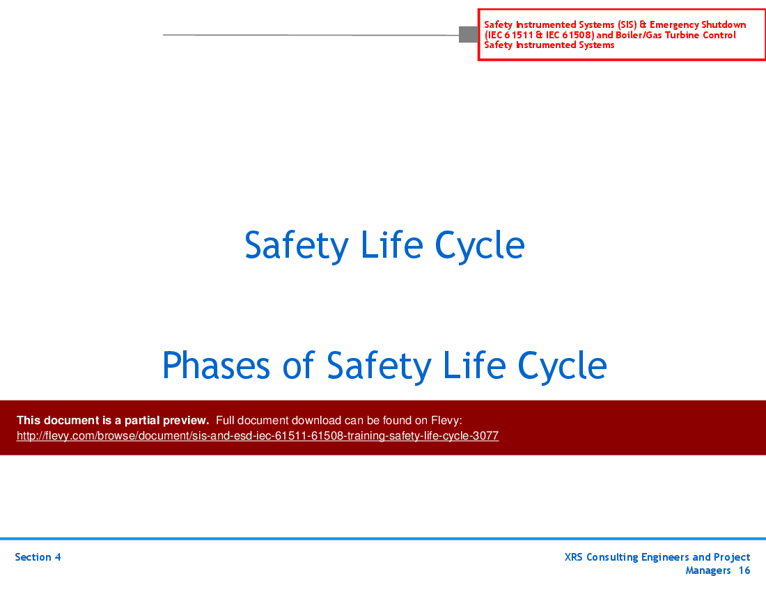 SIS & ESD (IEC 61511, 61508) Training - Safety Life Cycle (50-slide PowerPoint presentation (PPT)) Preview Image