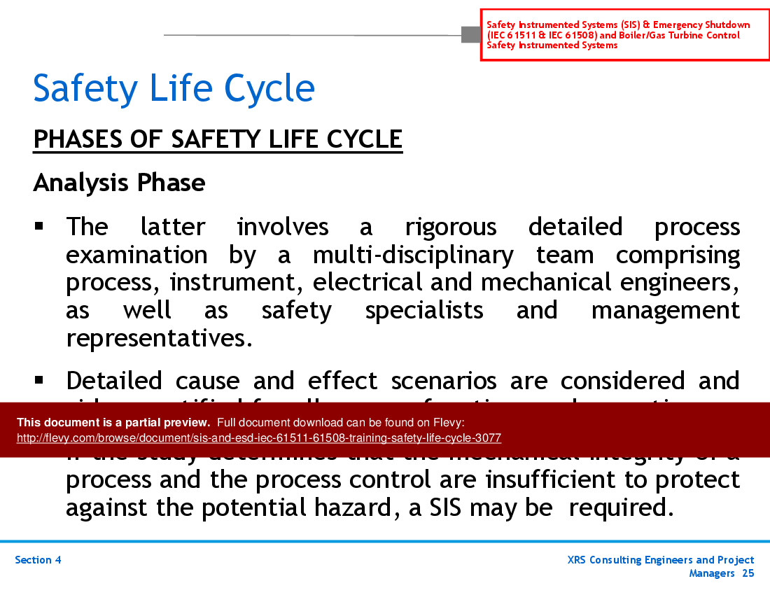 SIS & ESD (IEC 61511, 61508) Training - Safety Life Cycle (50-slide PowerPoint presentation (PPT)) Preview Image