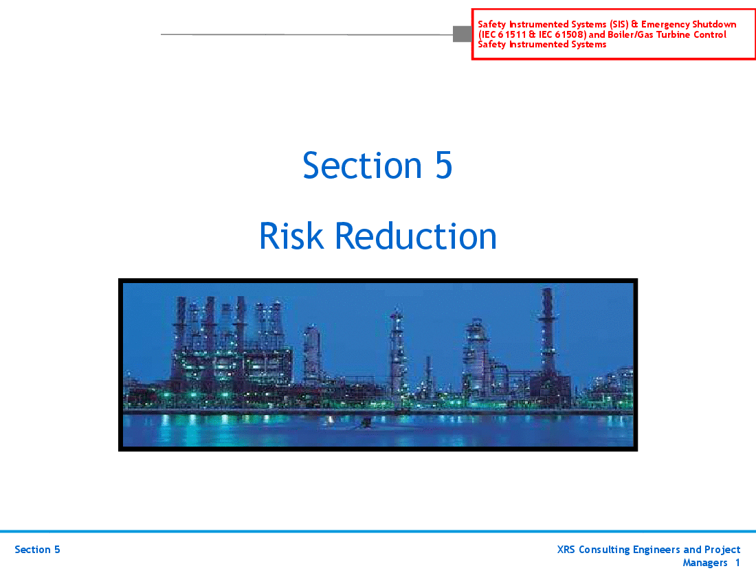 SIS & ESD (IEC 61511, 61508) Training - Risk Reduction