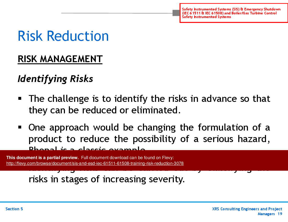 SIS & ESD (IEC 61511, 61508) Training - Risk Reduction (42-slide PPT PowerPoint presentation (PPT)) Preview Image