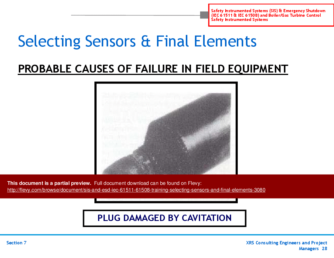 SIS & ESD (IEC 61511, 61508) Training - Selecting Sensors and Final Elements (54-slide PPT PowerPoint presentation (PPT)) Preview Image