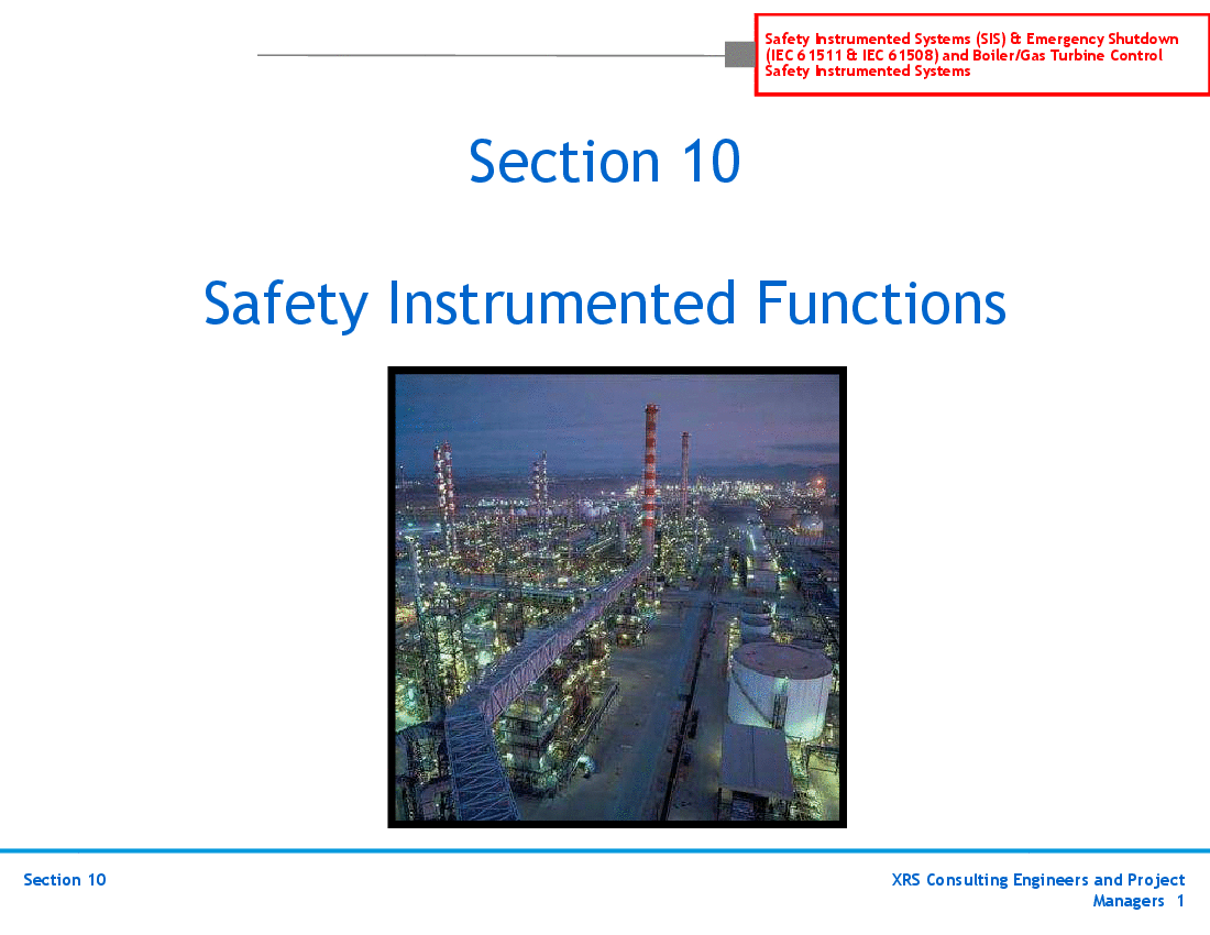 SIS & ESD (IEC 61511, 61508) Training - Safety Instrumented Functions