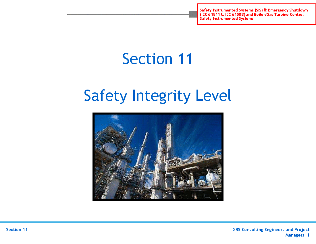 SIS & ESD (IEC 61511, 61508) Training - Safety Integrity Level