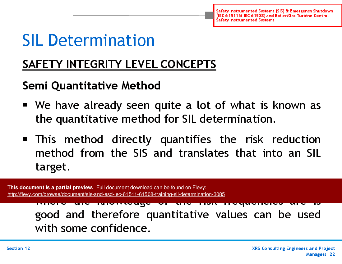 SIS & ESD (IEC 61511, 61508) Training - SIL Determination (76-slide PPT PowerPoint presentation (PPT)) Preview Image