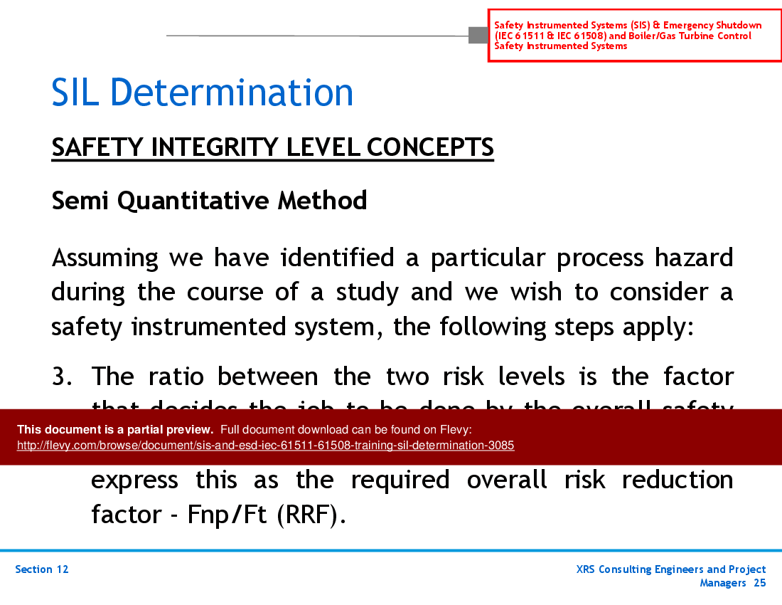 SIS & ESD (IEC 61511, 61508) Training - SIL Determination (76-slide PPT PowerPoint presentation (PPT)) Preview Image
