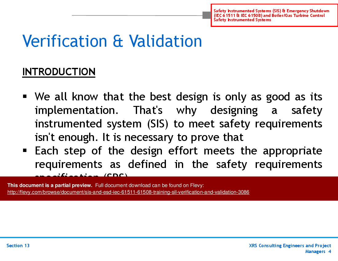 This is a partial preview of SIS & ESD (IEC 61511, 61508) Training - SIL Verification & Validation (38-slide PowerPoint presentation (PPT)). Full document is 38 slides. 