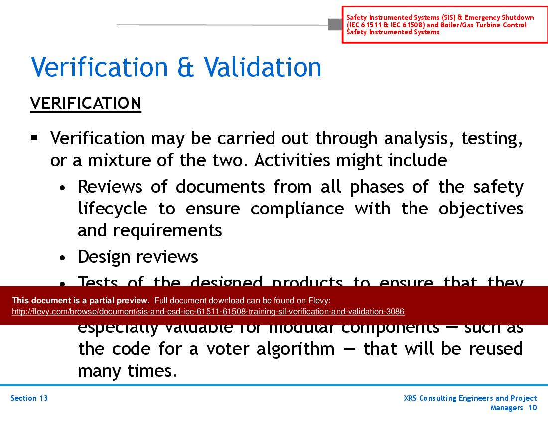 SIS & ESD (IEC 61511, 61508) Training - SIL Verification & Validation (38-slide PPT PowerPoint presentation (PPT)) Preview Image