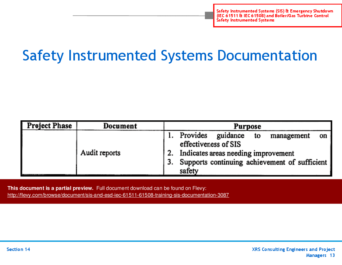 This is a partial preview of SIS & ESD (IEC 61511, 61508) Training - SIS Documentation (40-slide PowerPoint presentation (PPT)). Full document is 40 slides. 