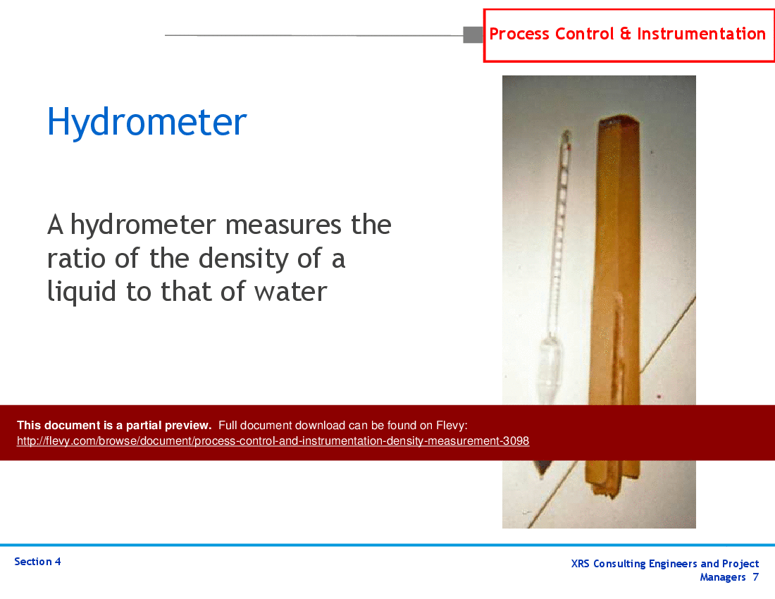 P&ID, Instrumentation, & Control - Density Measurement (11-slide PowerPoint presentation (PPTX)) Preview Image