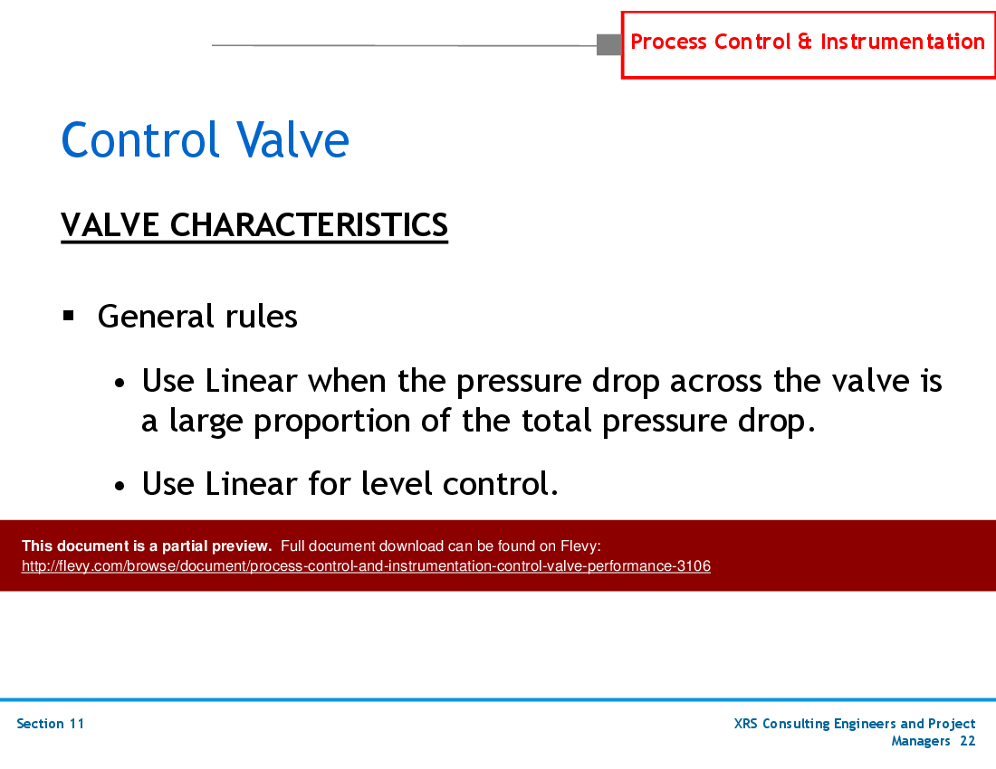 P&ID, Instrumentation, & Control - Control Valve Performance (32-slide PowerPoint presentation (PPTX)) Preview Image