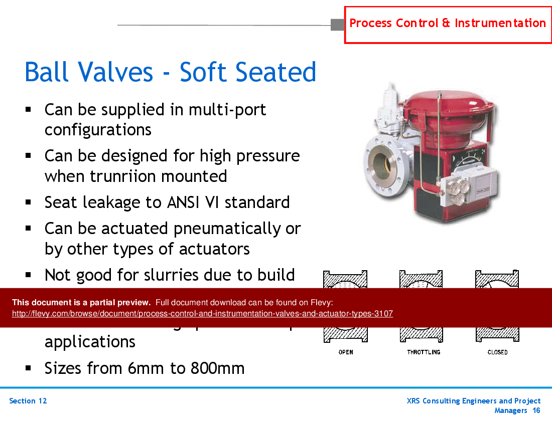 P&ID, Instrumentation, & Control - Valves & Actuator Types (52-slide PowerPoint presentation (PPTX)) Preview Image