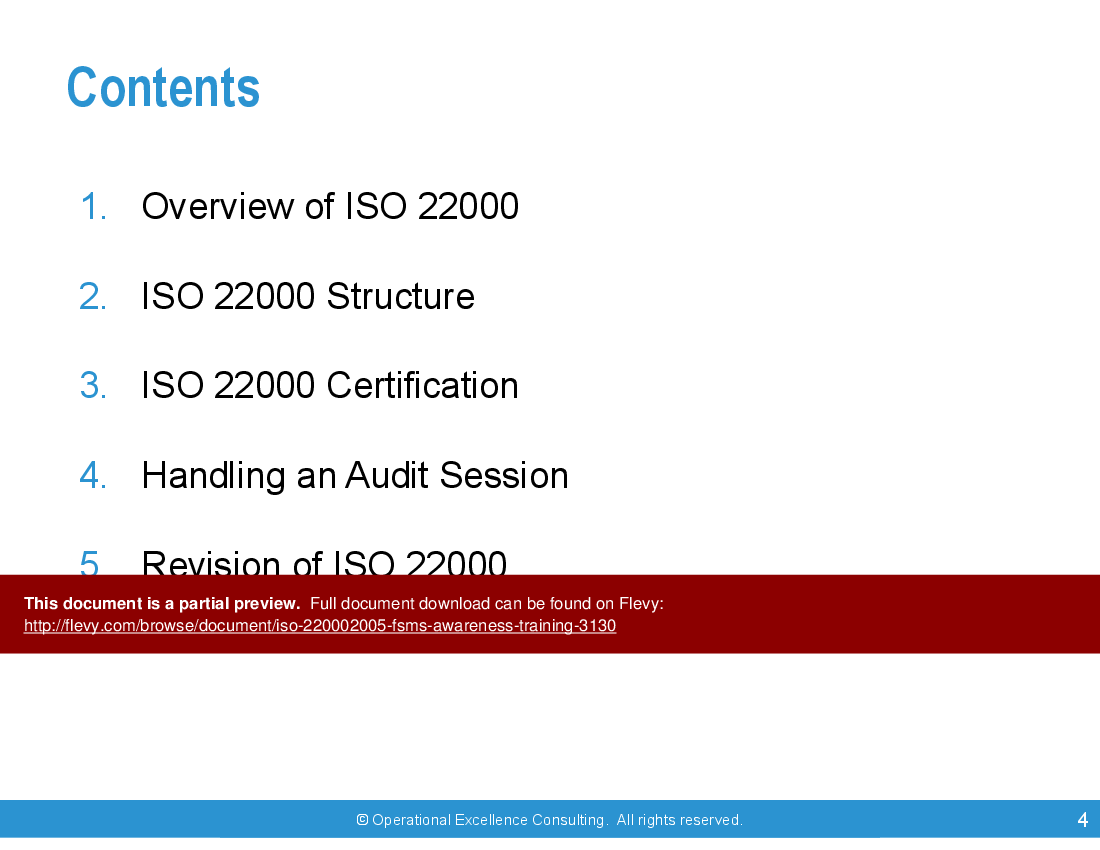 ISO 22000:2005 (FSMS) Awareness Training (75-slide PPT PowerPoint presentation (PPTX)) Preview Image