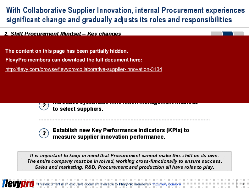 This is a partial preview of Collaborative Supplier Innovation (23-slide PowerPoint presentation (PPT)). Full document is 23 slides. 