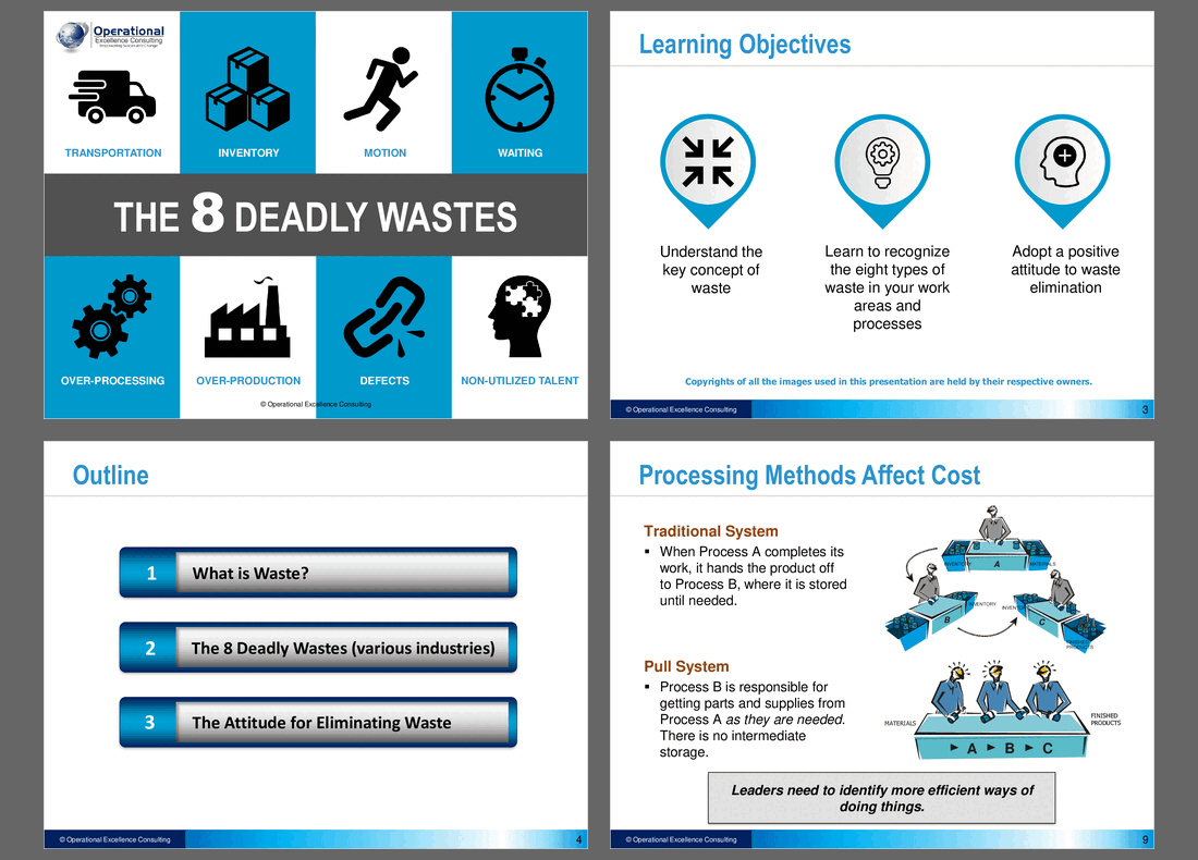 The 8 Deadly Lean Wastes (114-slide PPT PowerPoint presentation (PPTX)) Preview Image