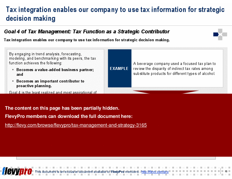 Tax Management & Strategy (20-slide PowerPoint presentation (PPT)) Preview Image