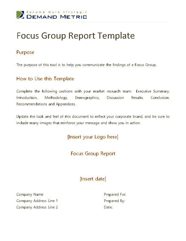 Focus Group Report Template