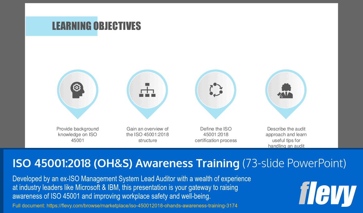 ISO 45001:2018 (OH&S) Awareness Training (73-slide PPT PowerPoint presentation (PPTX)) Preview Image