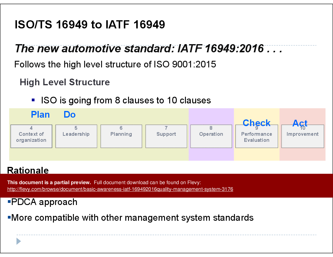 Basic Awareness - IATF 16949:2016  Quality Management System (27-slide PPT PowerPoint presentation (PPTX)) Preview Image