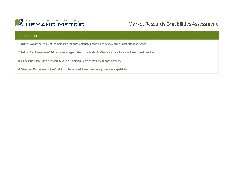 Market Research Capabilities Assessment (Excel template (XLS)) Preview Image