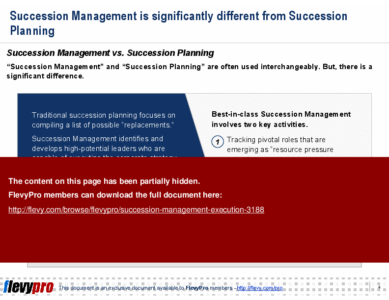 This is a partial preview of Succession Management Execution (19-slide PowerPoint presentation (PPT)). Full document is 19 slides. 