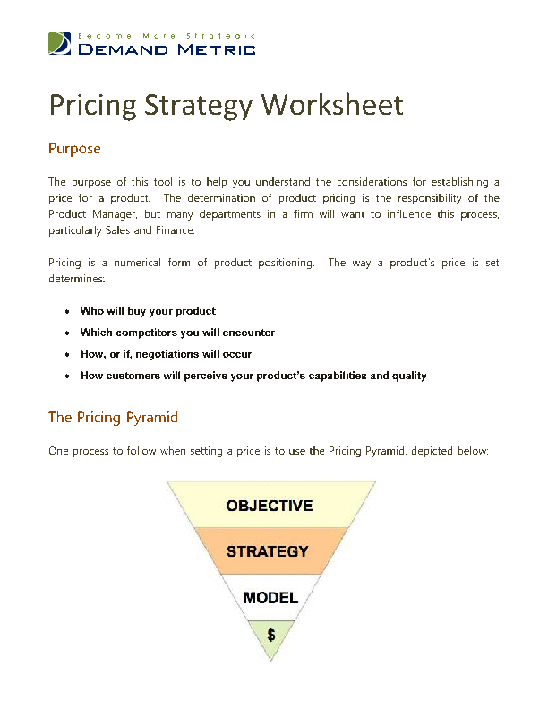 This is a partial preview of Pricing Strategy Template. Full document is 6 pages. 