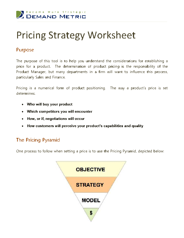 Pricing Strategy Template