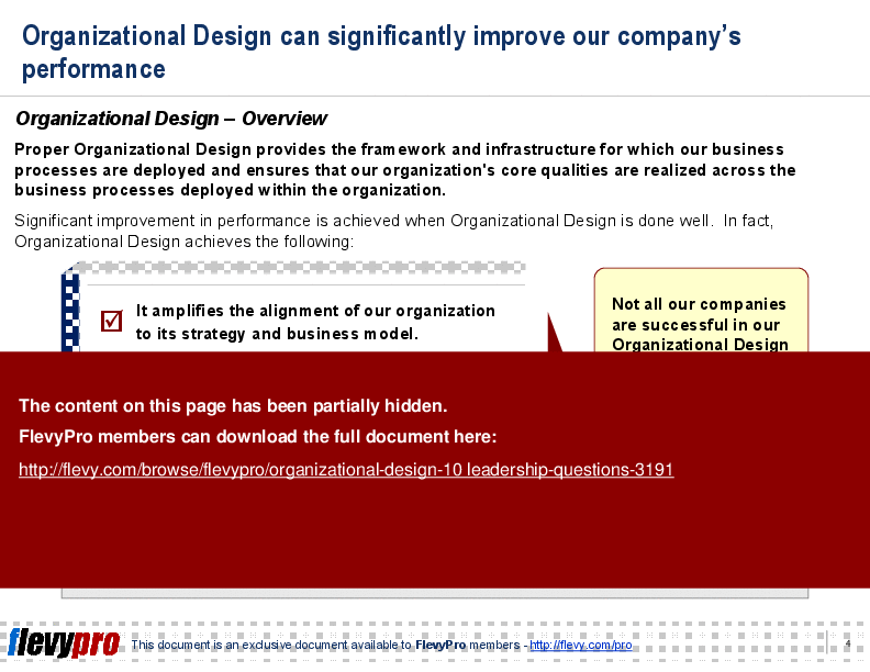 This is a partial preview of Organizational Design: 10 Leadership Questions (23-slide PowerPoint presentation (PPT)). Full document is 23 slides. 