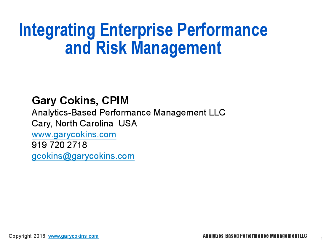 Integrating Enterprise Performance and Risk Management