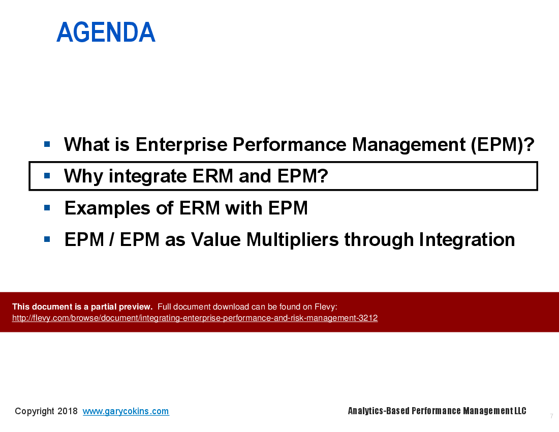 This is a partial preview of Integrating Enterprise Performance and Risk Management (68-slide PowerPoint presentation (PPTX)). Full document is 68 slides. 