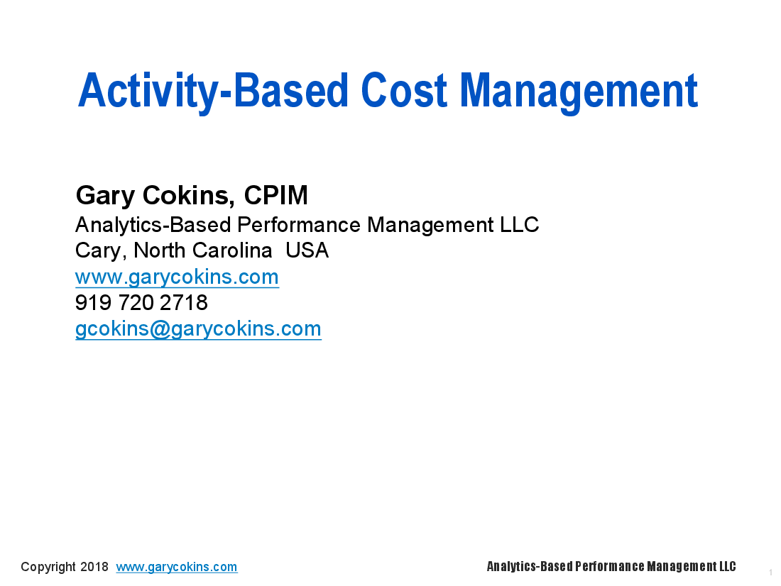 Activity-Based Cost Management (ABC/M)