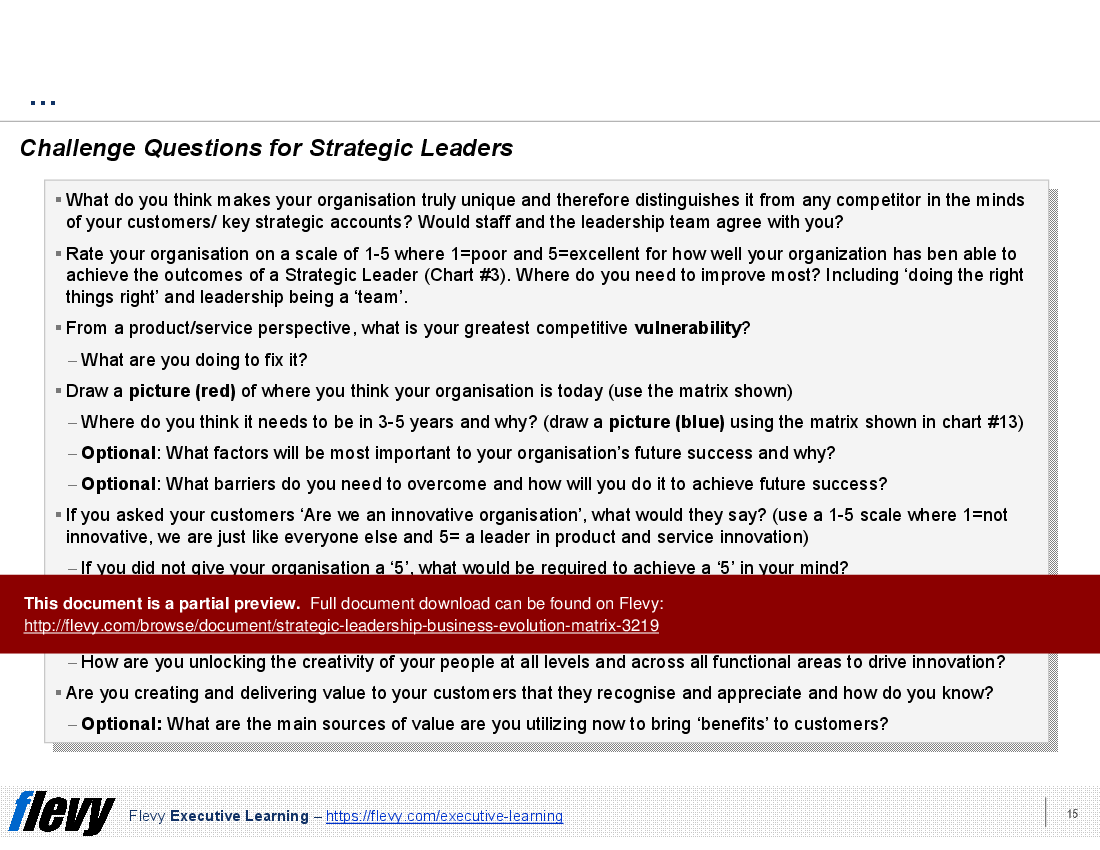 Strategic Leadership - Business Evolution Matrix (PPT + Video) (17-slide PPT PowerPoint presentation (PPT)) Preview Image