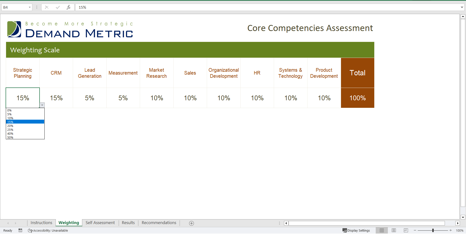 Core Competencies Assessment (Excel template (XLS)) Preview Image