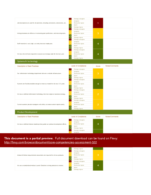 Core Competencies Assessment (Excel template (XLS)) Preview Image