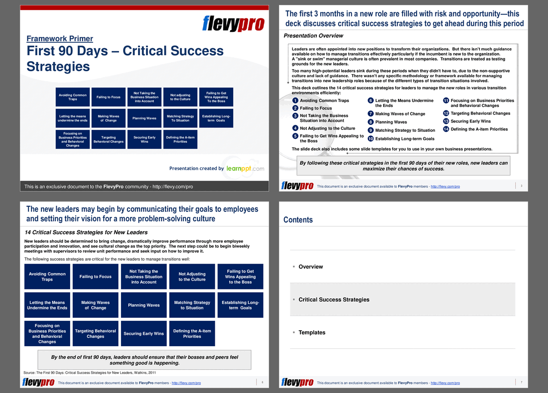 First 90 Days - Critical Success Strategies (19-slide PPT PowerPoint presentation (PPT)) Preview Image