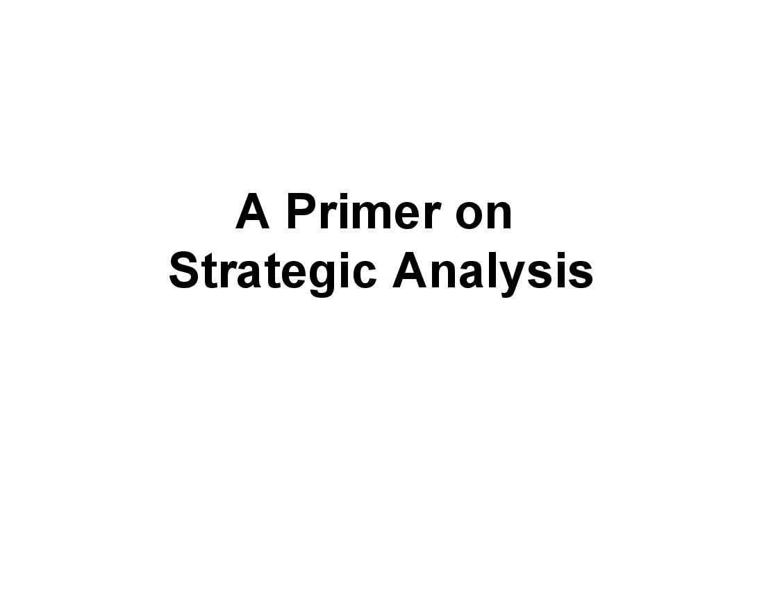 Strategic Analysis Primer (155-slide PPT PowerPoint presentation (PPT)) Preview Image
