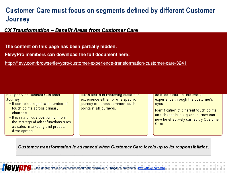 This is a partial preview of Customer Experience Transformation: Customer Care (22-slide PowerPoint presentation (PPT)). Full document is 22 slides. 