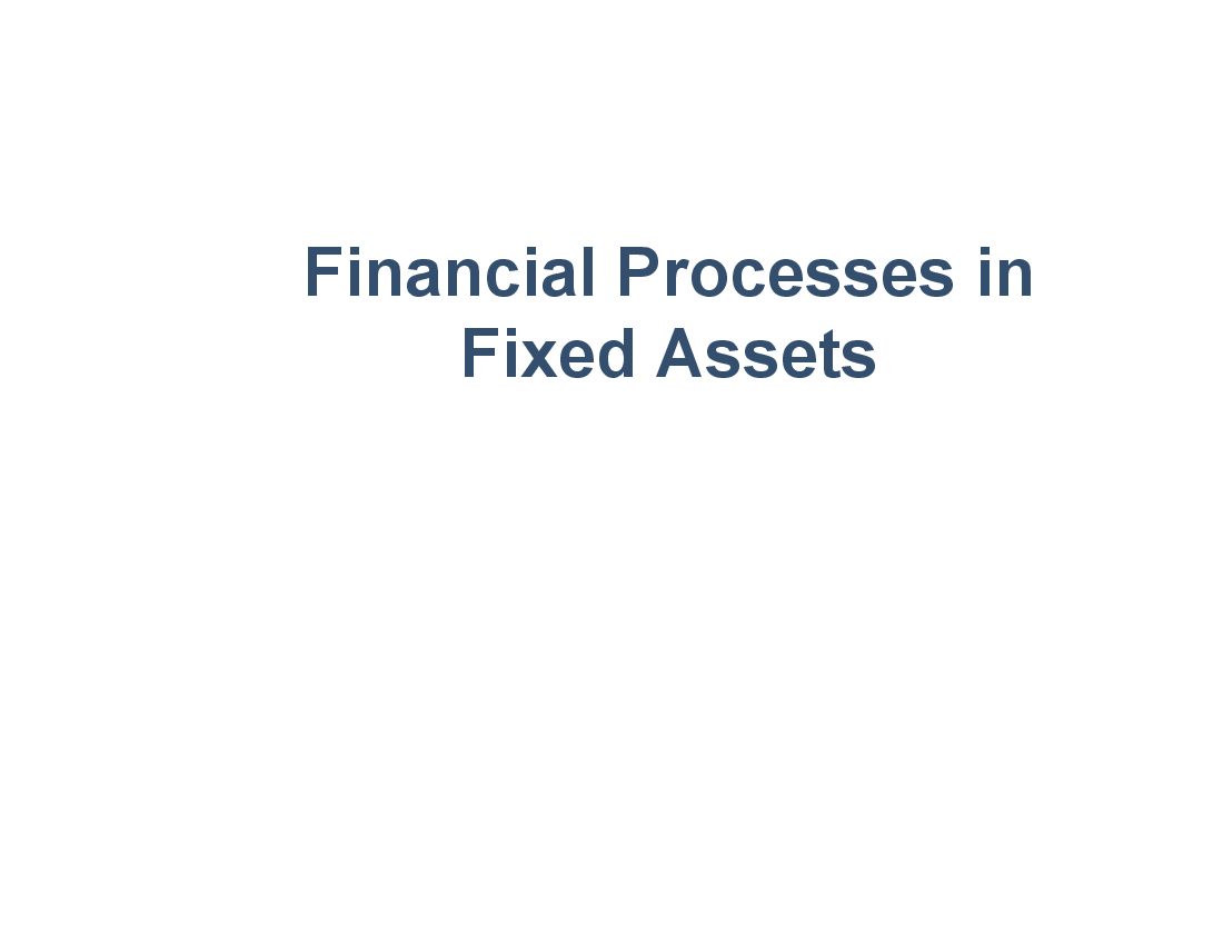 Financial Processes in Fixed Assets