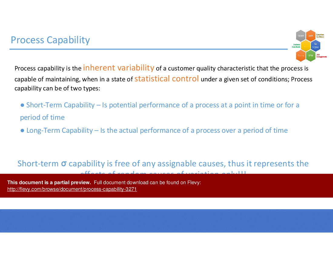 This is a partial preview of Process Capability (47-slide PowerPoint presentation (PPT)). Full document is 47 slides. 