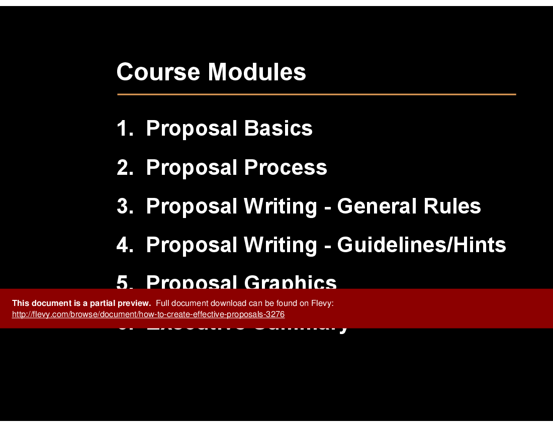This is a partial preview of How to Create Effective Proposals (78-slide PowerPoint presentation (PPT)). Full document is 78 slides. 